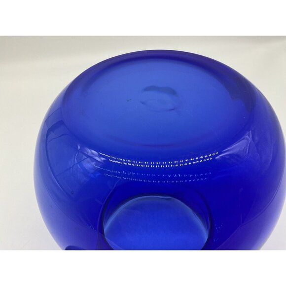 Handblown Vintage Pitcher Cobalt Blue and Clear Art Glass Quality Workmanship - Picture 15 of 16